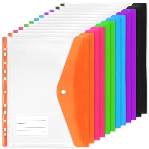Samione Dokumententasche A4, 12 Stück Erweiterbare Lochtaschen Dokumenten Mappen,6 Farben Premium Transparent Dokumententasche mit Druckknopf Samione Dokumententasche A4, 12 Stück Erweiterbare Lochtaschen Dokumenten Mappen,6 Farben Premium Transparent Dokumententasche mit Druckknopf von Samione
