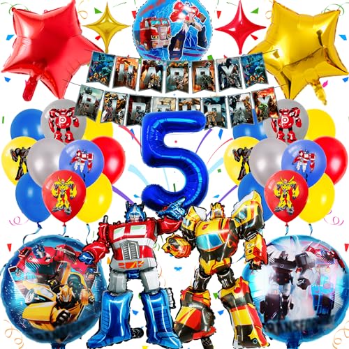 Transforme Geburtstag Deko 5 Jahre, Sammelalbum 35 Stück Transforme Theme Party Luftballons Dekoration, Transforme Ballons Kindergeburtstag, Party Dekoration Ballons mit 3D Folienballon Girlanden von Sammelalbum
