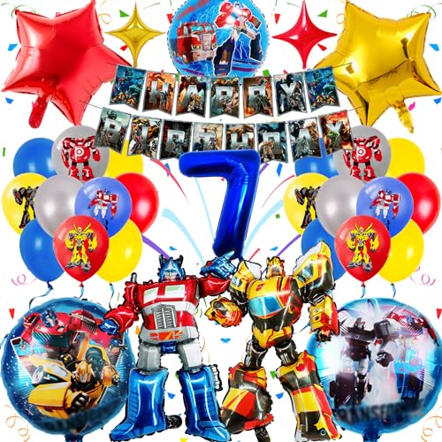 Transforme Geburtstag Deko 7 Jahre, Sammelalbum 35 Stück Transforme Theme Party Luftballons Dekoration, Transforme Ballons Kindergeburtstag, Party Dekoration Ballons mit 3D Folienballon Girlanden von Sammelalbum