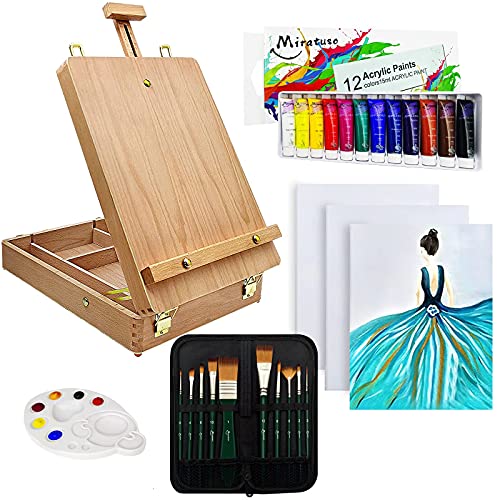 Malset mit Staffelei 27-teiliges,12 Acrylfarben,10 Acrylpinsel,Palette und 3 Leinwandpaneele,Künstlerbedarf und Geschenken für Künstler Bastler Anfänger Kinder Malset mit Staffelei 27-teiliges,12 Acrylfarben,10 Acrylpinsel,Palette und 3 Leinwandpaneele,Künstlerbedarf und Geschenken für Künstler Bastler Anfänger Kinder von Samoart