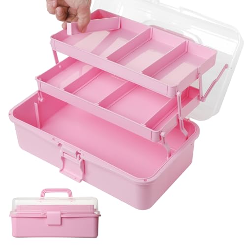Sampoes 3-Regal Mehrzweck-Aufbewahrungsbox, 33 cm Bastelkoffer, Sortierbox, Nähkasten, Medizinkoffer, Organizer Box mit 2 Regalen für Bastel Make-up Sampoes 3-Regal Mehrzweck-Aufbewahrungsbox, 33 cm Bastelkoffer, Sortierbox, Nähkasten, Medizinkoffer, Organizer Box mit 2 Regalen für Bastel Make-up von Sampoes