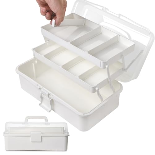 Sampoes 3-Regal Mehrzweck-Aufbewahrungsbox, 33 cm Bastelkoffer, Sortierbox, Nähkasten, Medizinkoffer, Organizer Box mit 2 Regalen für Bastel Make-up Sampoes 3-Regal Mehrzweck-Aufbewahrungsbox, 33 cm Bastelkoffer, Sortierbox, Nähkasten, Medizinkoffer, Organizer Box mit 2 Regalen für Bastel Make-up von Sampoes