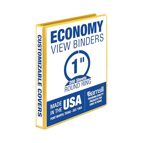 Samsill 2,5 cm 3-Ringbuch, hergestellt in den USA, runder Ring, klarer Sichtdeckel, Kapazität 200 Blatt, für Schule, Zuhause, Büro, Zitronengelb Samsill 2,5 cm 3-Ringbuch, hergestellt in den USA, runder Ring, klarer Sichtdeckel, Kapazität 200 Blatt, für Schule, Zuhause, Büro, Zitronengelb von Samsill