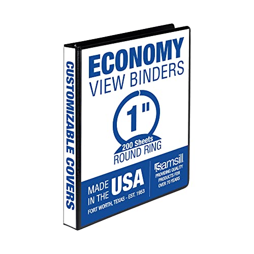 Samsill 2,5 cm 3-Ringbuch, hergestellt in den USA, runder Ring, transparenter Einband, Kapazität 200 Blatt, für Schule, Zuhause, Büro, Anthrazitschwarz Samsill 2,5 cm 3-Ringbuch, hergestellt in den USA, runder Ring, transparenter Einband, Kapazität 200 Blatt, für Schule, Zuhause, Büro, Anthrazitschwarz von Samsill