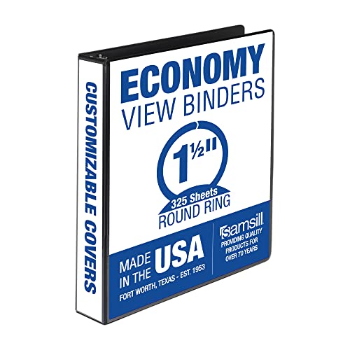 Samsill 3,8 cm Ringbuch, hergestellt in den USA, runder Ring, klarer Sichtdeckel, Kapazität 325 Blatt, für Schule, Zuhause, Büro, Anthrazitschwarz Samsill 3,8 cm Ringbuch, hergestellt in den USA, runder Ring, klarer Sichtdeckel, Kapazität 325 Blatt, für Schule, Zuhause, Büro, Anthrazitschwarz von Samsill