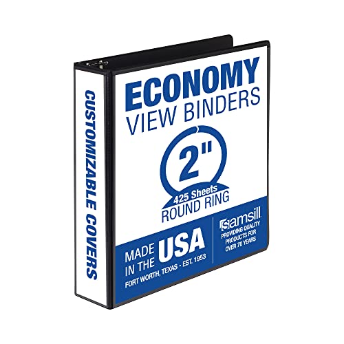 Samsill 5,1 cm 3-Ringbuch, hergestellt in den USA, runder Ring, transparenter Einband, Kapazität 425 Blatt, für Schule, Zuhause, Büro, Anthrazitschwarz Samsill 5,1 cm 3-Ringbuch, hergestellt in den USA, runder Ring, transparenter Einband, Kapazität 425 Blatt, für Schule, Zuhause, Büro, Anthrazitschwarz von Samsill