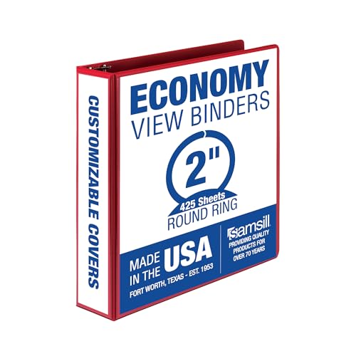 Samsill 5,1 cm 3-Ringbuch, hergestellt in den USA, runder Ring, transparenter Einband, Kapazität 425 Blatt, für Schule, Zuhause, Büro, Rubinrot Samsill 5,1 cm 3-Ringbuch, hergestellt in den USA, runder Ring, transparenter Einband, Kapazität 425 Blatt, für Schule, Zuhause, Büro, Rubinrot von Samsill