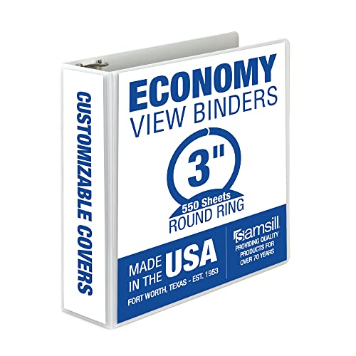 Samsill 7,6 cm 3-Ringbuch, hergestellt in den USA, runder Ring, transparenter Einband, Kapazität 550 Blatt, für Schule, Zuhause, Büro, Perlweiß Samsill 7,6 cm 3-Ringbuch, hergestellt in den USA, runder Ring, transparenter Einband, Kapazität 550 Blatt, für Schule, Zuhause, Büro, Perlweiß von Samsill