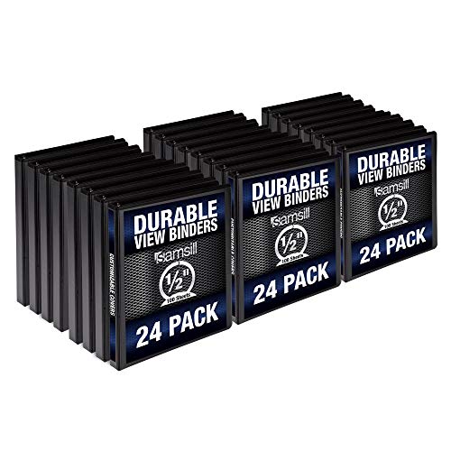 Samsill Durable 1,3 cm Binder schwarz rund Ringordner/anpassbarer Klarsichtordner/Bulk Binder 24 Stück/schwarz 3 Ringbuch/1/2 Zoll Binder von Samsill