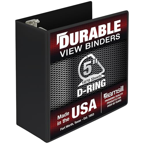 Samsill Durable 12,7 cm Ordner, hergestellt in den USA, D-Ringbuch, anpassbarer Klarsichtdeckel, Anthrazit, hält 1050 Seiten Samsill Durable 12,7 cm Ordner, hergestellt in den USA, D-Ringbuch, anpassbarer Klarsichtdeckel, Anthrazit, hält 1050 Seiten von Samsill