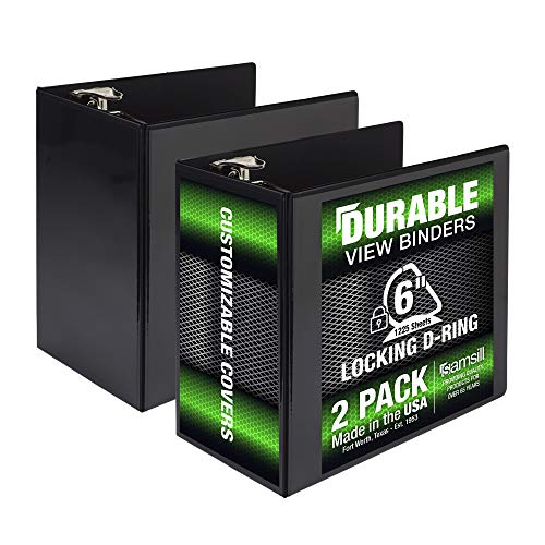 Samsill Durable 15,2 cm 3-Ringbuch, hergestellt in den USA, D-Ring, 100% recycelte Spanplatte, FSC, Schwarz, 2 Stück von Samsill