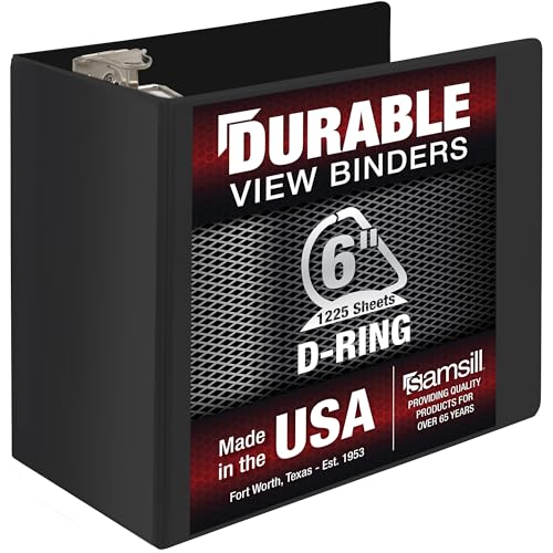 Samsill Durable 15,2 cm Ordner, hergestellt in den USA, verschließbarer D-Ringordner, anpassbarer, klarer Einband, Anthrazit, hält 1225 Seiten von Samsill