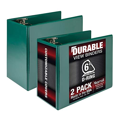 Samsill Durable 15,2 cm Ordner, hergestellt in den USA, verschließbarer D-Ringordner, anpassbarer, klarer Einband, Grün, 2 Stück, je 1225 Seiten Samsill Durable 15,2 cm Ordner, hergestellt in den USA, verschließbarer D-Ringordner, anpassbarer, klarer Einband, Grün, 2 Stück, je 1225 Seiten von Samsill