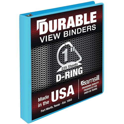 Samsill Durable 2,5 cm Ordner, hergestellt in den USA, D-Ringbuch, anpassbarer Klarsichtdeckel, Himmelblau, hält 225 Seiten Samsill Durable 2,5 cm Ordner, hergestellt in den USA, D-Ringbuch, anpassbarer Klarsichtdeckel, Himmelblau, hält 225 Seiten von Samsill