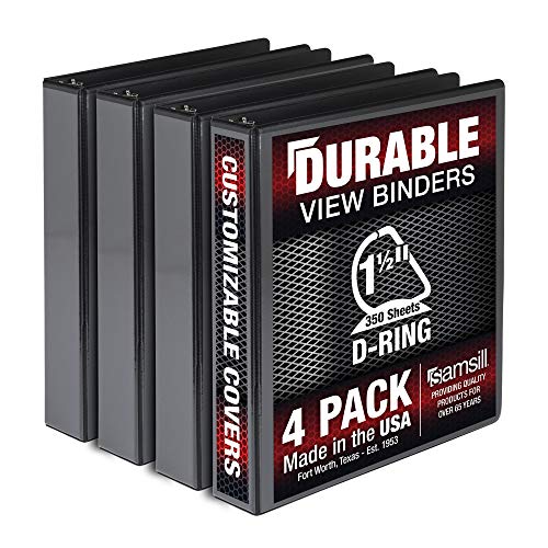 Samsill Durable 3,8 cm 3-Ringbuch, hergestellt in den USA, D-Ringbuch, 100% recycelte FSC-Spanplatte, Schwarz, 4 Stück Samsill Durable 3,8 cm 3-Ringbuch, hergestellt in den USA, D-Ringbuch, 100% recycelte FSC-Spanplatte, Schwarz, 4 Stück von Samsill