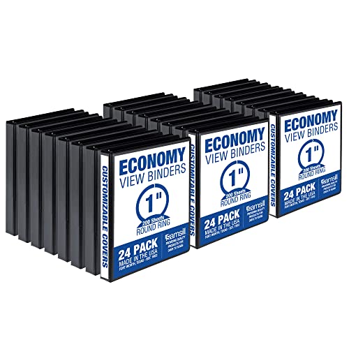 Samsill Economy MP248530 3-Ringbuch, hergestellt in den USA, runder Ringbuch, anpassbarer transparenter Sichtdeckel, schwarz, 24 Stück Samsill Economy MP248530 3-Ringbuch, hergestellt in den USA, runder Ringbuch, anpassbarer transparenter Sichtdeckel, schwarz, 24 Stück von Samsill