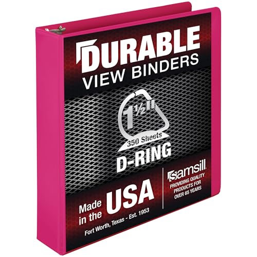 Samsill Langlebiger 3,8 cm Ordner, hergestellt in den USA, D-Ringbuch, anpassbarer Klarsichtdeckel, Drachenfrucht, hält 350 Seiten von Samsill