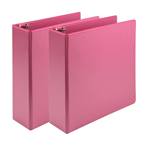 Samsill Pflanzenbasis, langlebig, 7,6 cm, 3-Ringbuch, hergestellt in den USA, modische klare Sichtbinder, bis zu 25% pflanzlicher Kunststoff, beerenrosa, 2 Stück (U86876) von Samsill