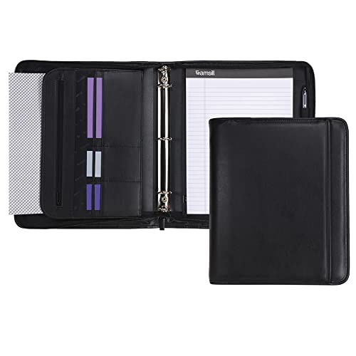 Samsill Professionelle Portfolio mit Reißverschluss, 5,1 cm (2 Zoll) herausnehmbarer Ringbuch, einziehbare Griffe, Briefgröße, Schreibblock, Innere 10.1 Zoll Tablet-Hülle, Schwarz 1-Inch schwarz von Samsill