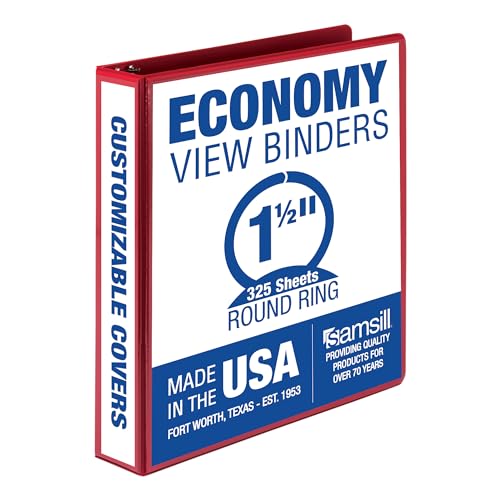Samsill Ringbuch, 2,5 cm, hergestellt in den USA, runder Ring, klarer Sichtdeckel, Kapazität 200 Blatt, für Schule, Zuhause, Büro, Rubinrot Samsill Ringbuch, 2,5 cm, hergestellt in den USA, runder Ring, klarer Sichtdeckel, Kapazität 200 Blatt, für Schule, Zuhause, Büro, Rubinrot von Samsill