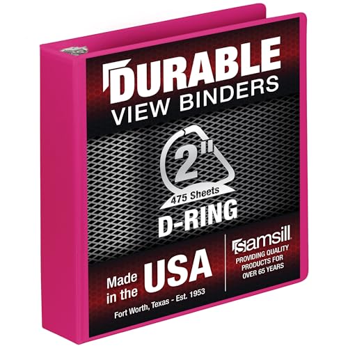 Samsill Robuster 5,1 cm Ordner, hergestellt in den USA, D-Ringbuch, anpassbarer Klarsichtdeckel, Drachenfrucht, hält 475 Seiten von Samsill