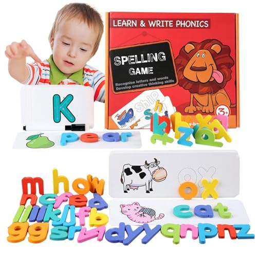 Rechtschreibpuzzlespiel für Kinder, Lesen von Rechtschreibspielzeug - Visier Alphabet Briefe passende Karten Spielzeug,Alphabet -Lernwerkzeug, pädagogische Flash -Karten, Wiederverwendbare Rechtschreibpuzzlespiel für Kinder, Lesen von Rechtschreibspielzeug - Visier Alphabet Briefe passende Karten Spielzeug,Alphabet -Lernwerkzeug, pädagogische Flash -Karten, Wiederverwendbare von Samuliy