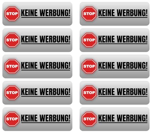 Samunshi® 10x Keine Werbung Aufkleber - Aufkleber Keine Werbung Grau - Keine Kostenlose Zeitungen Sticker Aufkleber Briefkasten Bitte Keine Werbung Schild 7cm Set von Samunshi