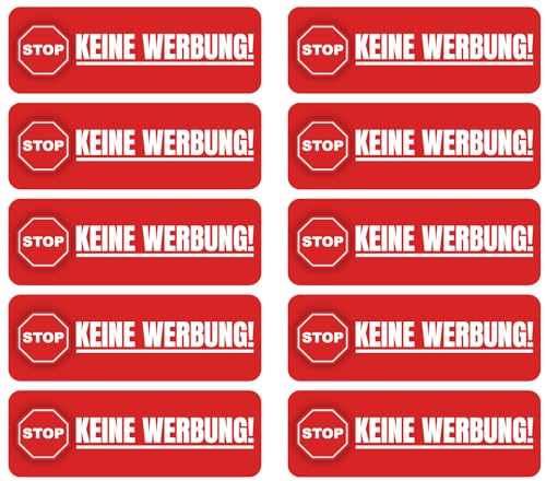 Samunshi® 10x Keine Werbung Aufkleber - Aufkleber Keine Werbung Rot - Keine Kostenlose Zeitungen Sticker Aufkleber Briefkasten Bitte Keine Werbung Schild 7cm Set von Samunshi