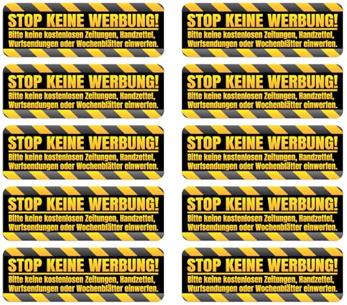 Samunshi® 10x Keine Werbung Aufkleber - Stop Keine Werbung Gelb - Keine Kostenlose Zeitungen Sticker Aufkleber Briefkasten Bitte Keine Werbung Schild 7cm Set von Samunshi