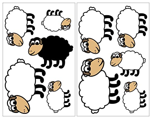 Samunshi® 10x Wandtattoo Süße Schafe Set Wandbilder Kinderzimmer Deko Junge Wandtattoo Kinderzimmer Mädchen Wandsticker Kinderzimmer 2x 16x26cm von Samunshi