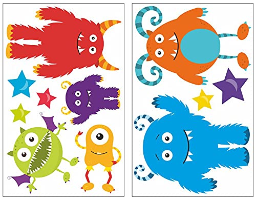 Samunshi® 11x Wandtattoo Monster Set Wandbilder Kinderzimmer Deko Junge Wandtattoo Kinderzimmer Mädchen Wandsticker Kinderzimmer 2x 21x34cm von Samunshi