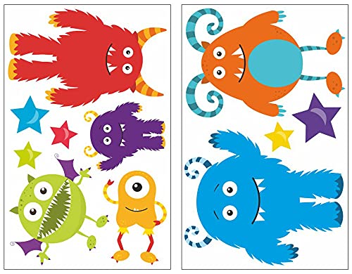 Samunshi® 11x Wandtattoo Monster Set Wandbilder Kinderzimmer Deko Junge Wandtattoo Kinderzimmer Mädchen Wandsticker Kinderzimmer 2x 41x66cm von Samunshi
