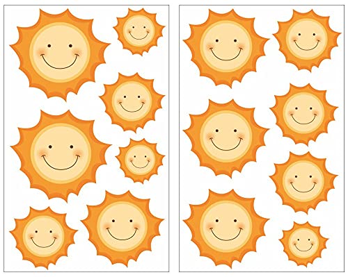 Samunshi® 14x Wandtattoo Süße Sonnen Set Wandbilder Kinderzimmer Deko Junge Wandtattoo Kinderzimmer Mädchen Wandsticker Kinderzimmer 2x 21x34cm von Samunshi