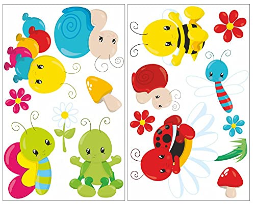 Samunshi® 15x Wandtattoo Baby Käfer Set Wandbilder Kinderzimmer Deko Junge Wandtattoo Kinderzimmer Mädchen Wandsticker Kinderzimmer 2x 16x26cm von Samunshi