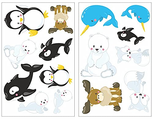 Samunshi® 15x Wandtattoo Arktische Tiere Set Wandbilder Kinderzimmer Deko Junge Wandtattoo Kinderzimmer Mädchen Wandsticker Kinderzimmer 2x 21x34cm von Samunshi