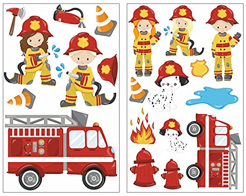 Samunshi® 20x Wandsticker Feuerwehr Wandtattoo Kinderzimmer Mädchen Jungen Kinder Wandtattoo Babyzimmer Deko Junge Wall Stickers 2x 21x34cm von Samunshi