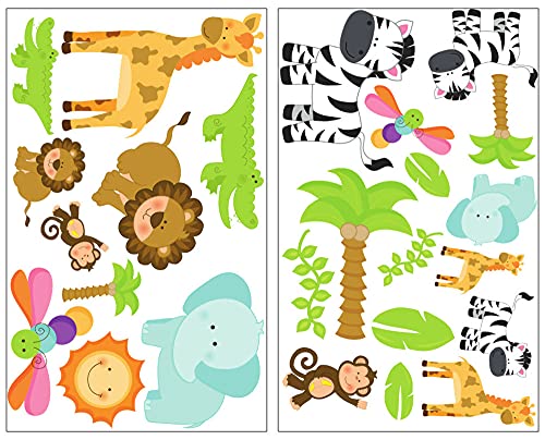 Samunshi® 25x Wandtattoo Safari Tiere Set Wandbilder Kinderzimmer Deko Junge Wandtattoo Kinderzimmer Mädchen Wandsticker Kinderzimmer 2x 16x26cm von Samunshi