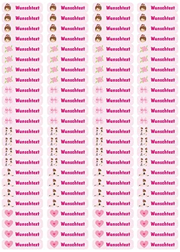 Samunshi® 96 personalisierte Namensaufkleber für Kinder 52x12 mm für Stifte Hefte Bücher Schulanfang Aufkleber Sticker Schule Kindergarten Ballerinas 96x 5,2x1,2cm Ballerinas von Samunshi