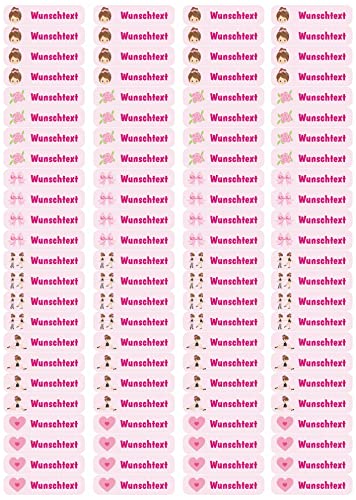 Samunshi® 96 personalisierte Namensaufkleber für Kinder 52x12 mm für Stifte Hefte Bücher Schulanfang Aufkleber Sticker Schule Kindergarten Ballerinas 96x 5,2x1,2cm Ballerinas von Samunshi