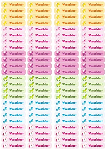 Samunshi® 96 personalisierte Namensaufkleber für Kinder 52x12 mm für Stifte Hefte Bücher Schulanfang Aufkleber Sticker Schule Kindergarten Einhörner Einhorn 96x 5,2x1,2cm Einhörner von Samunshi