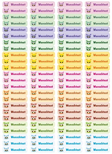 Samunshi® 96 personalisierte Namensaufkleber für Kinder 52x12 mm für Stifte Hefte Bücher Schulanfang Aufkleber Sticker Schule Kindergarten Eulen 96x 5,2x1,2cm Eulen von Samunshi
