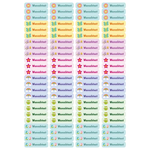 Samunshi® 96 personalisierte Namensaufkleber für Kinder 52x12 mm für Stifte Hefte Bücher Schulanfang Aufkleber Sticker Schule Kindergarten Eulen Sterne Blumen 96x 5,2x1,2cm Eulen Sterne Blumen von Samunshi