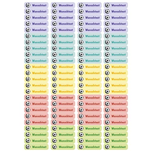 Samunshi® 96 personalisierte Namensaufkleber für Kinder 52x12 mm für Stifte Hefte Bücher Schulanfang Aufkleber Sticker Schule Kindergarten Fußball Fussball 96x 5,2x1,2cm Fußball von Samunshi