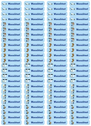 Samunshi® 96 personalisierte Namensaufkleber für Kinder 52x12 mm für Stifte Hefte Bücher Schulanfang Aufkleber Sticker Schule Kindergarten Polizei 96x 5,2x1,2cm Polizei von Samunshi