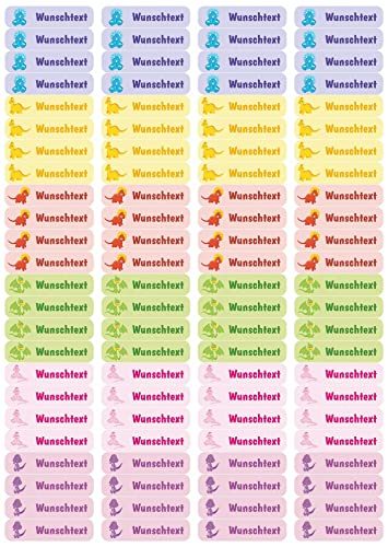 Samunshi® 96 personalisierte Namensaufkleber für Kinder 52x12 mm für Stifte Hefte Bücher Schulanfang Aufkleber Sticker Schule Kindergarten Süße Dinosaurier Dino 96x 5,2x1,2cm Süße Dinosaurier von Samunshi