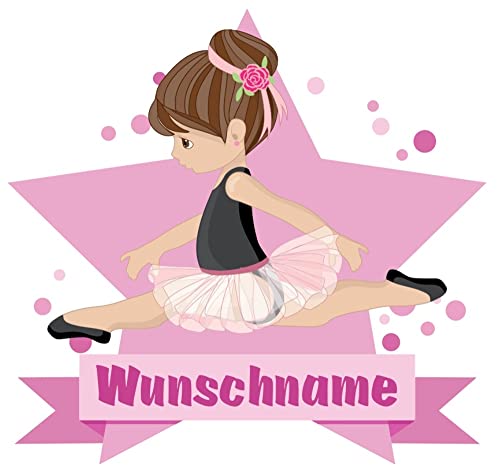 Samunshi® Ballerina Wandtattoo Türschild mit Name personalisierbar Kinderzimmer Türaufkleber Baby Wandaufkleber - 40x35cm mehrfarbig von Samunshi