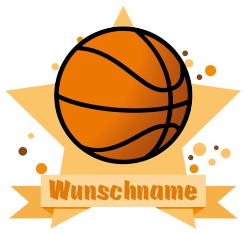 Samunshi® Basketball Wandtattoo Türschild mit Name personalisierbar Kinderzimmer Türaufkleber Baby Wandaufkleber - 25x22cm mehrfarbig von Samunshi
