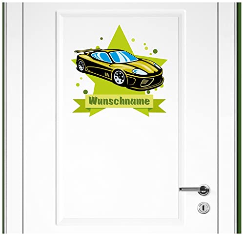 Samunshi® Cooles Auto Wandtattoo Türschild mit Name personalisierbar Kinderzimmer Türaufkleber Baby Wandaufkleber - 50x43cm mehrfarbig von Samunshi