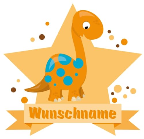 Samunshi® Dino Langhals Wandtattoo Türschild mit Name personalisierbar Kinderzimmer Türaufkleber Baby Wandaufkleber - 50x43cm mehrfarbig von Samunshi
