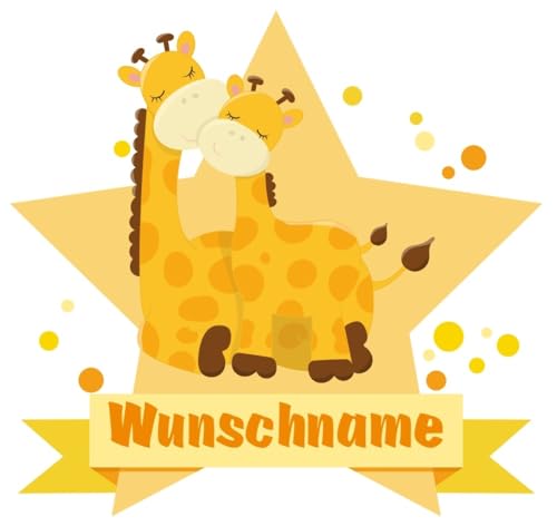 Samunshi® Kuschelnde Giraffen Wandtattoo Türschild mit Name personalisierbar Kinderzimmer Türaufkleber Baby Wandaufkleber - 25x22cm mehrfarbig von Samunshi